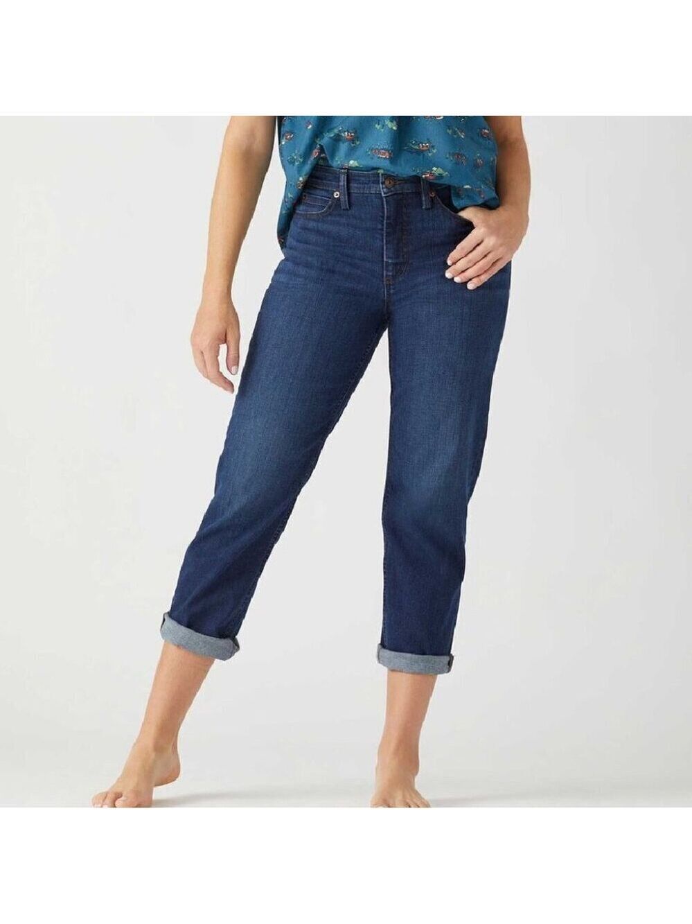 Duluth Trading Co Flex Daily Denim High Rise Relaxed Crop Jeans Size 6